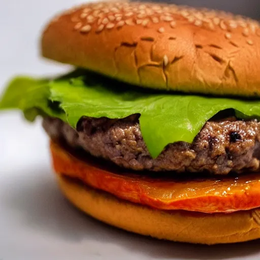 Image similar to close up high resolution photo of cheeseburger, very tasty, food photography, instagram, trending