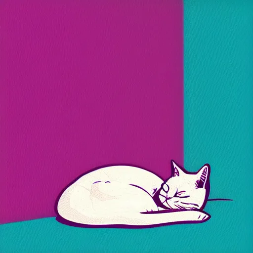 Image similar to detailed portrait of a cute sleeping cat photoshop halftone highlights | chromatic risograph print