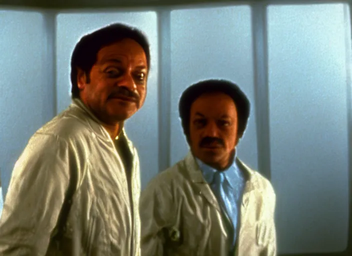Prompt: film still of young old Cheech Marin as Dr. Dave Bowman in 2001 A Space Odyssey