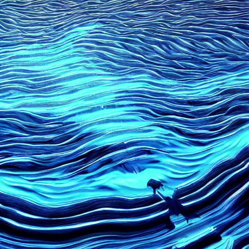 Prompt: hyperrealistic image of ocean surface streaklines in a solenoidal field, by thomas eakes & xiang duan & mike judge, perfect symmetry, dim volumetric lighting, photorealistic, 8 k octane beautifully detailed render, post - processing, extremely hyper - detailed, intricate, epic composition, cinematic lighting, masterpiece, trending on artstation, incredibly detailed, stunning,