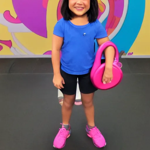 Prompt: dora the explorer goes to the gym