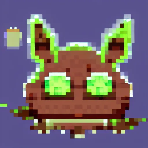 Prompt: bunny from terraria with eye of cthulhu, night time, pixel