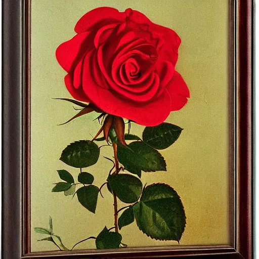 Prompt: a red rose by jean auguste dominique ingres