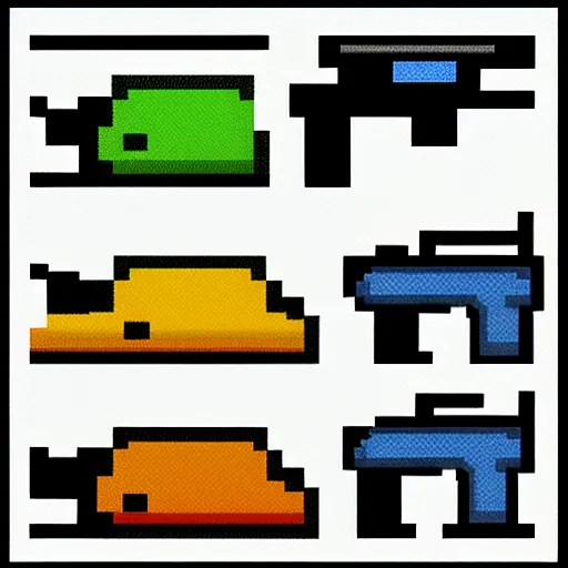 Image similar to pixel art gun icons