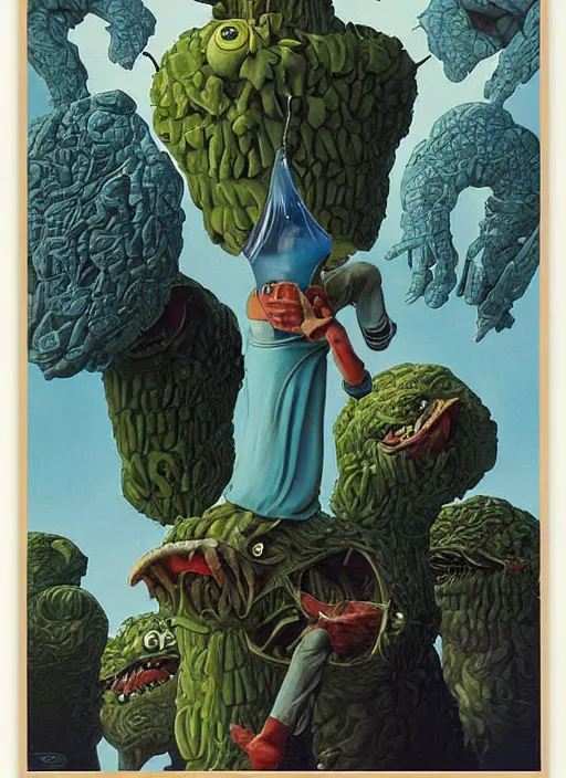 Image similar to funny poster artwork by Michael Whelan, clean