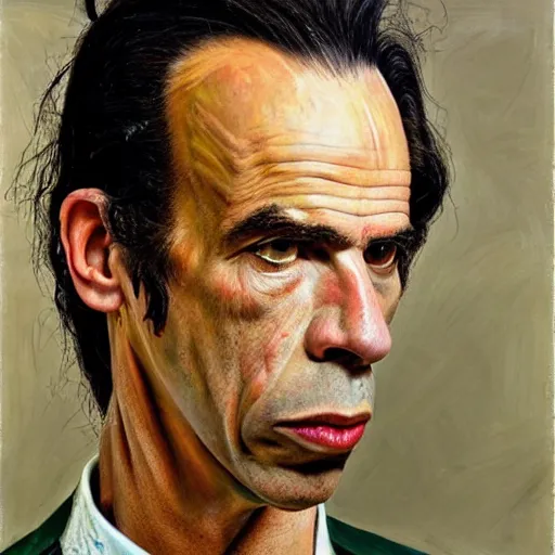Image similar to high quality high detail painting by lucian freud, hd, dead nick cave