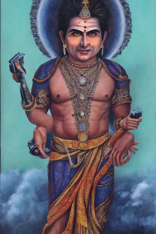 Prompt: Hindu God Vishnu Tom Cruise, hyperrealistic portrait