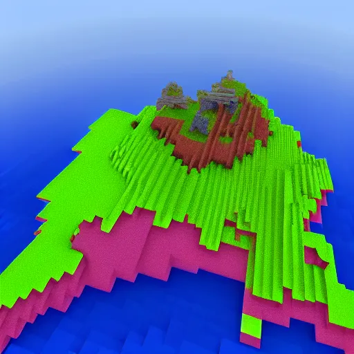 Prompt: ! dream a 3 d voxel model aerial view of a map of minecraft