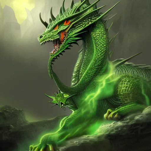 Image similar to a green dragon, digital painting, trending on artstation, matte painting, highly detailed, intricate linework