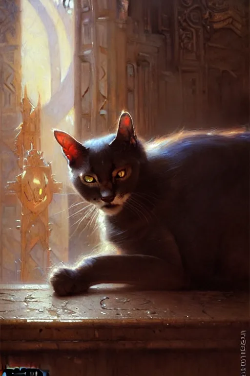 Image similar to a cat by gaston bussiere, bayard wu, greg rutkowski, giger, maxim verehin