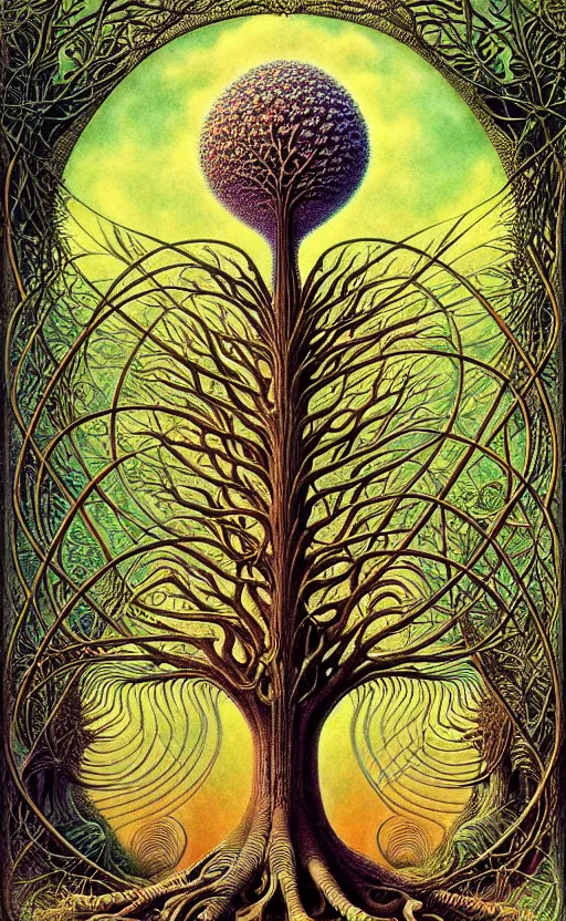 Image similar to tree of life by roger dean and andrew ferez, art forms of nature by ernst haeckel, divine chaos engine, symbolist, visionary, art nouveau, botanical fractal structures, organic, detailed, realistic, surreality