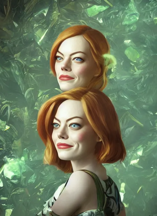 Prompt: portrait of emma stone as kale!! biohazard bioshock, au naturel, hyper detailed, digital art, trending in artstation, cinematic lighting, studio quality, smooth render, unreal engine 5 rendered, octane rendered, art style by klimt and nixeu and ian sprigger and wlop and krenz cushart