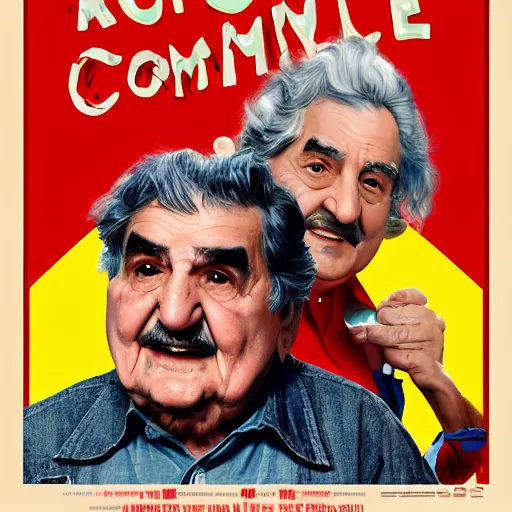 Image similar to poster for a romantic comedy movie starring jose mujica, movie poster, advertisement, high detail, sharp, digital art, trending on artstation