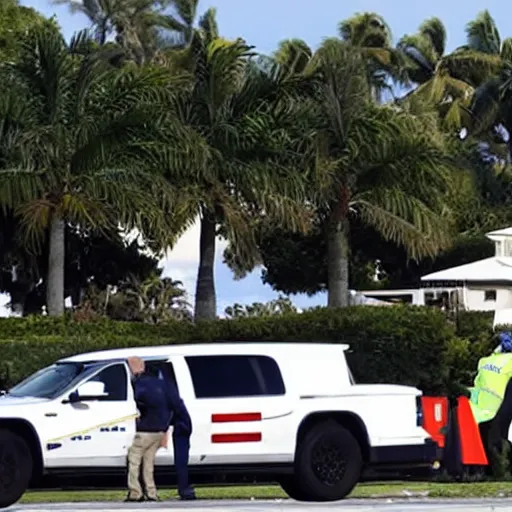 Prompt: mar-a-lago being raided by fbi agents in windbreakers, high detail, dark