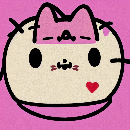 Image similar to Kirby as Pusheen the cat, cartoon illustration, cute