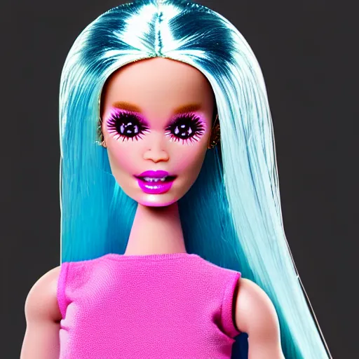 Image similar to alien barbie doll, product picture, highly detailed, intricate detail, vivid lighting, hd