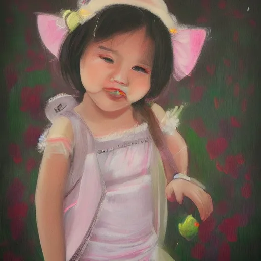 Prompt: a cute portrait by Kittichai Rueangchaichan