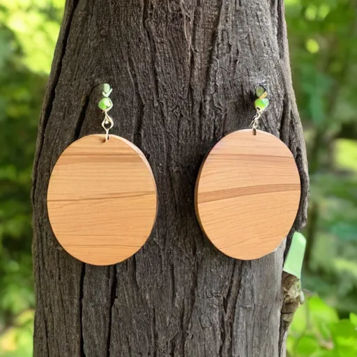 Image similar to bilateral symmetry, wood earring, inspired by nature in maine