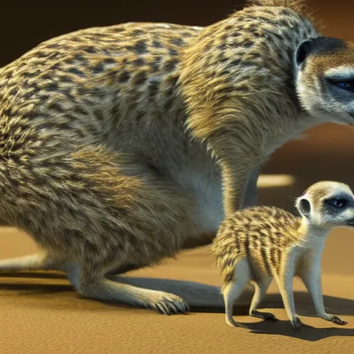 Image similar to curly haired girl with a body of a meerkat, in the style of pixar, 3 d, detailed, beautiful, amazing, 8 k, unreal engine 5,