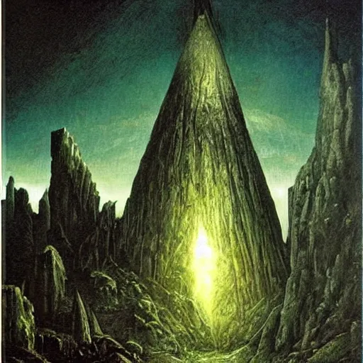 Image similar to minas morgul detailed oil on canvas in the style of Caspar david Friedrich, very detailed, intricate,