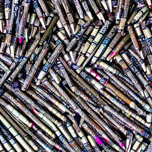 Image similar to a thousand pens found under the grid