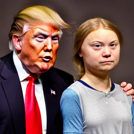 Image similar to donald trump and greta thunberg in the muppets show