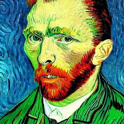 Image similar to HD painting of vincent van gogh self portrait, but instead of Van Gogh it is Xavi Hernandez