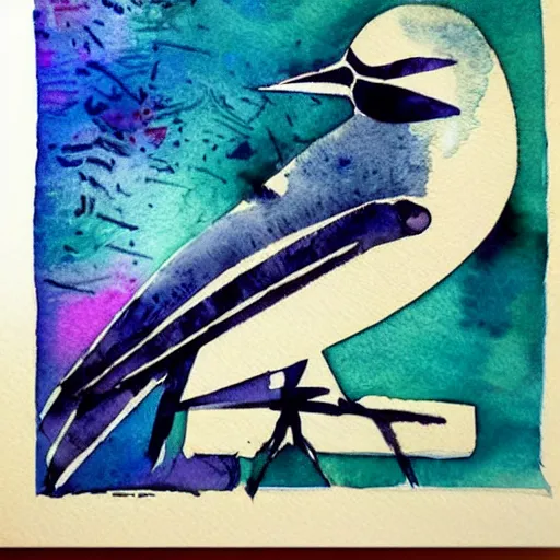 Prompt: bird, abstract, vintage, artistic, sharp focus, masterpiece, watercolor, art in the style of joshy sly