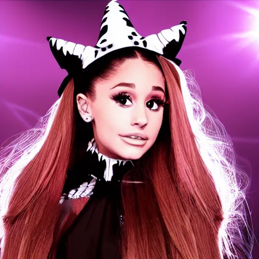 Image similar to ariana grande as a skeleton witch 8 k