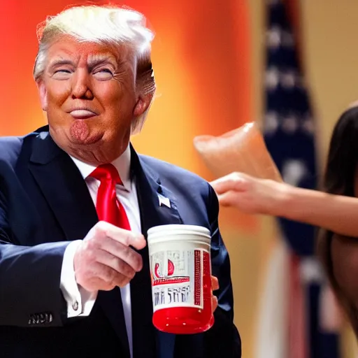 Image similar to donald trump with a beer belly selling kool - aid