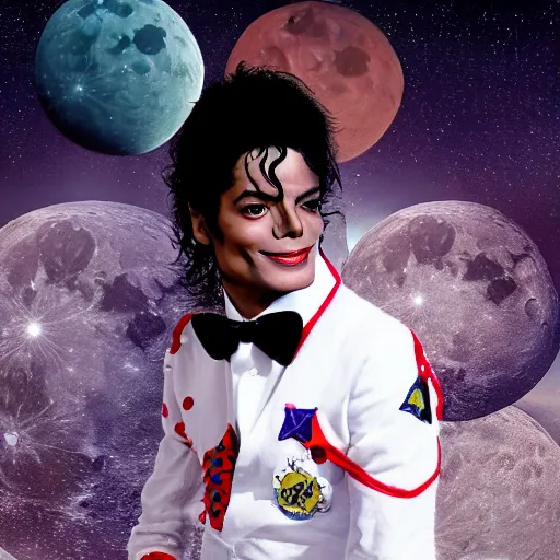 Prompt: michael jackson on the moon, creative photo manipulation, photoshop, digital art