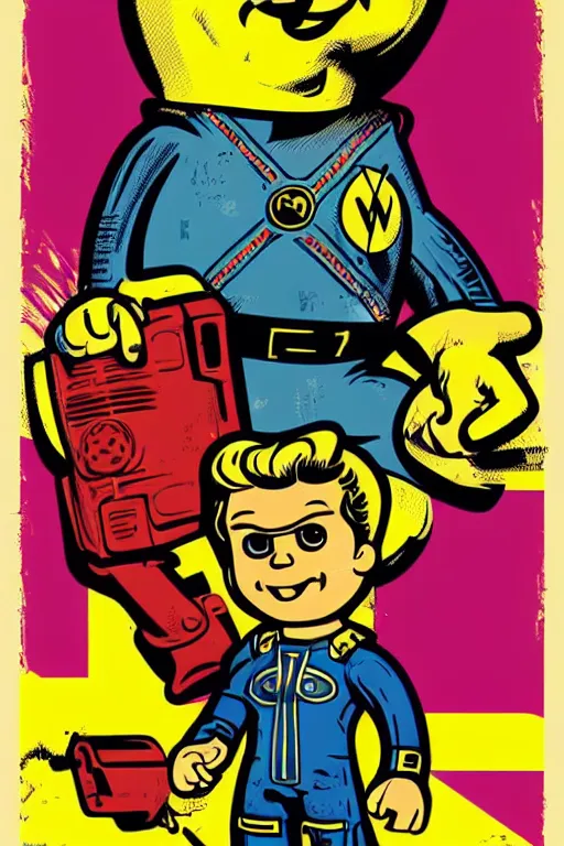 Image similar to fallout 7 6 retro futurist illustration art by butcher billy, sticker, colorful, illustration, highly detailed, simple, smooth and clean vector curves, no jagged lines, vector art, smooth andy warhol style