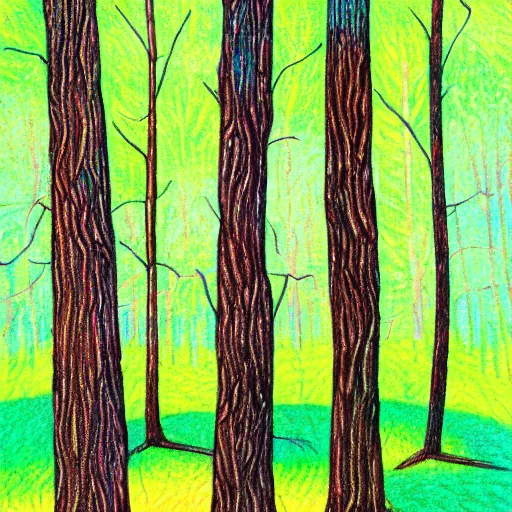 Prompt: forest in a Colored pencil style