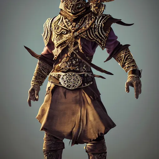 Image similar to D&D rogue character art:: Arabian warrior, intricate ornate armor, half-mask, tattoo, muscle, full body portraits, 35mm, position, cinematic litghing, realism concept art composition, ultra realistic, realism, cinematic, photorealistic, epic scene, low-key lighting, renderman, physically based render, dolby vision, 4k, super detailed, 8K, fantasy, detailed painting, long neck, long anatomy, mixed up, extra anatomy, style of charlie bowater, tom bagsgaw, artgerm, rule of thirds