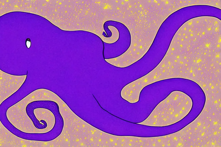 Image similar to digital art of a purple octopus floating in space by Hirohiko Araki, sharp lines, (arcylic),