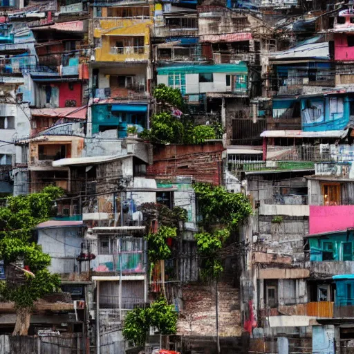 Image similar to a favela world, cinematic