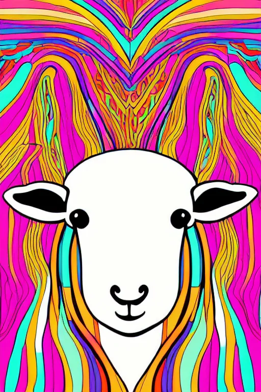 Prompt: minimalist boho style art of a colorful sheep, illustration, vector art