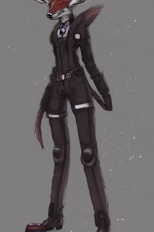 Image similar to a fox fursona, trending on artstation, by kawacy, furry art, digital art, cyberpunk, high quality