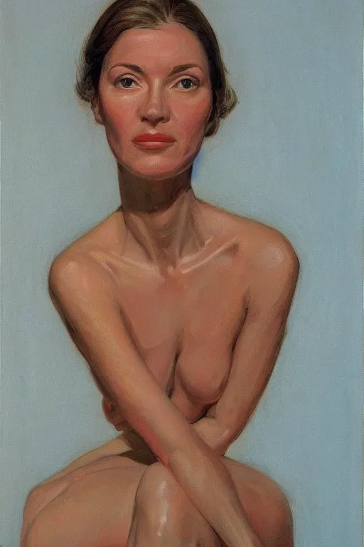 Prompt: portrait of beautiful woman by wayne thiebaud, detailed, realistic skin color