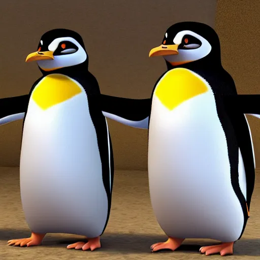 Prompt: penguins from Madagascar invading the pokemon world, 4k