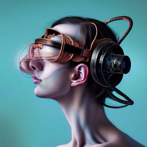 Image similar to Colour Caravaggio style Photography of full body of a Beautiful woman with highly detailed 1000 years old face wearing higly detailed sci-fi VR headset designed by Josan Gonzalez Many details. . In style of Josan Gonzalez and Mike Winkelmann andgreg rutkowski and alphonse muchaand Caspar David Friedrich and Stephen Hickman and James Gurney and Hiromasa Ogura. Rendered in Blender and Octane Render, volumetric natural light