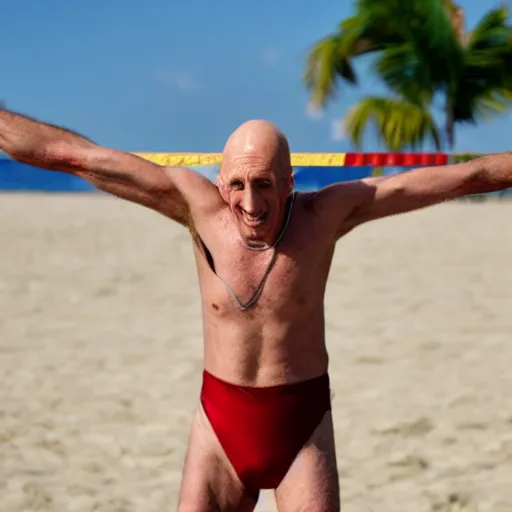 Image similar to count orlok in a swimsuit playing beach volleyball on a bright sunny day