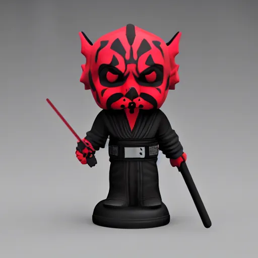 Image similar to darth!!! maul!!!, cute bobble!!! head!!!, blender render, depth of field