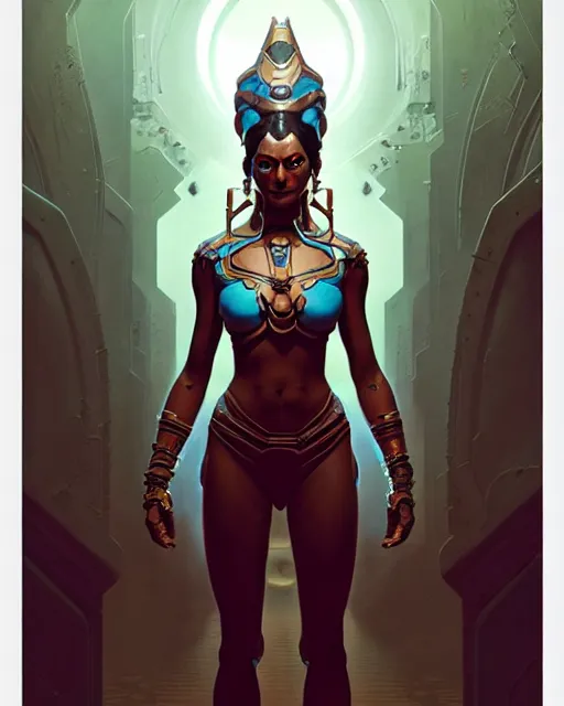 Prompt: symmetra from overwatch, character portrait, concept art, intricate details, highly detailed by greg rutkowski, michael whelan and gustave dore