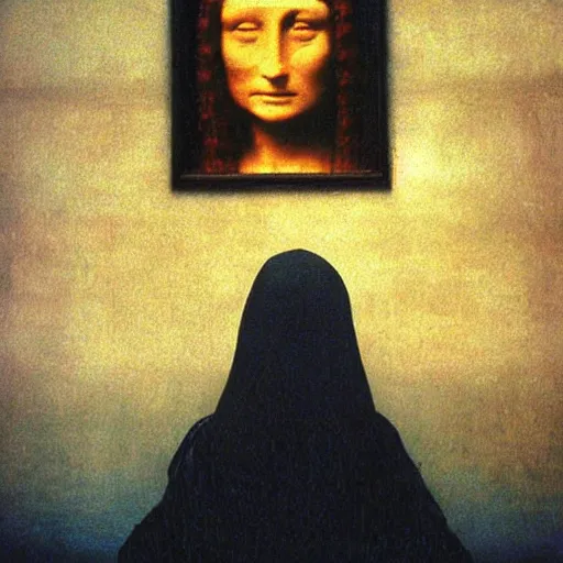 Image similar to beksinski, zdzisław - mona lisa in the style of beksinski, zdzisław by beksinski, zdzisław