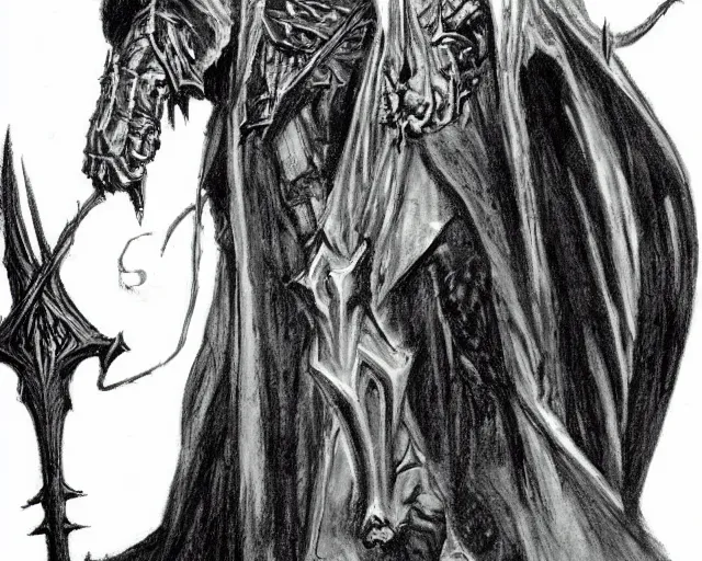 Image similar to nazgul, concept art by mike ploog, greyscale,