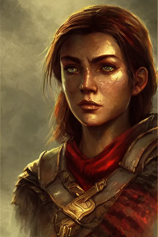 Prompt: the elder scrolls vi, charismatic rugged female nord warrior portrait, illustration, highly saturated colors, rim light, top light, perfectly shaded, soft painting, art by charlie bowater