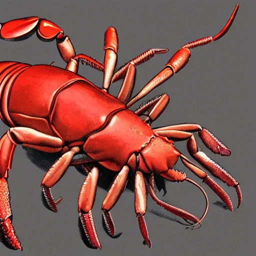Prompt: a giant lobster with a scorpion tail illustrated, anatomy, biology textbook