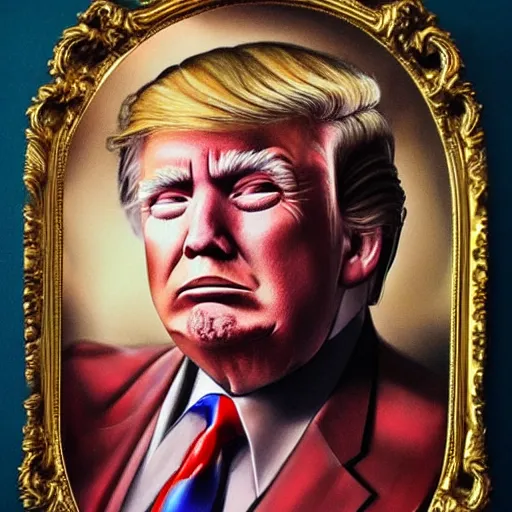 Image similar to a highly detailed portrait of donald trump in the style of charles dana gibson and in the style of peter mohrbacher. glowing rune of magical power.