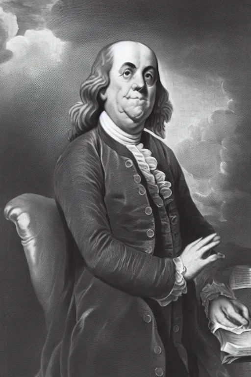 Prompt: a professional state portrait of benjamin franklin as the prime magistrate of hawaii